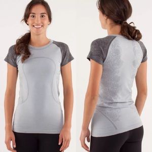 Lululemon gray floral swiftly tee